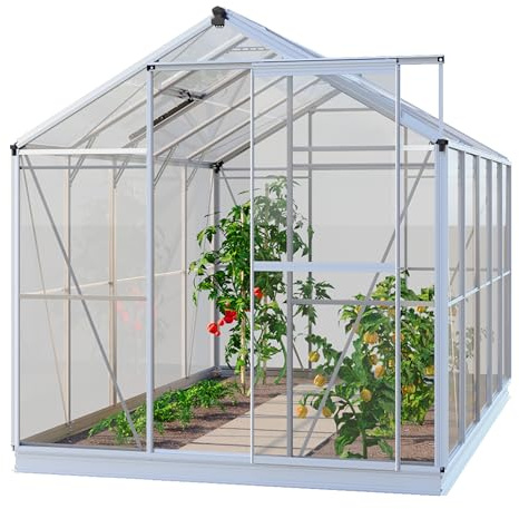 GFP Gewächshaus Opal 5 Glasgewächshaus 192x317 cm | Aluminium-Rahmen, 4 mm Sicherheitsglas | mit Fundamentrahmen und autom. Fensteröffner