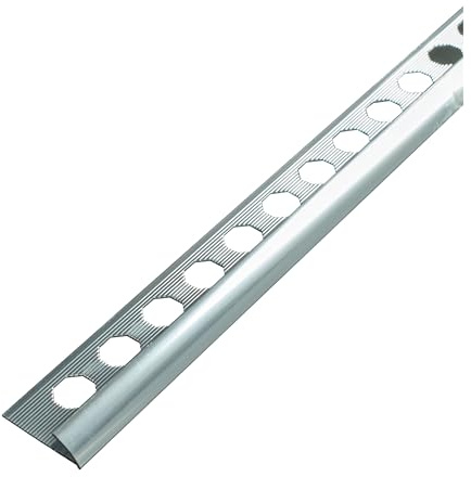 Tile Trim Edge – 5‑Pack Aluminium Round Edge Tile Trims 2.5 m for 8 / 10 / 12 mm Tile Depth | Wall & Floor Edging, Multiple Colours, Bathroom & Kitchen Protection & Decoration (Bright Silver, 10mm)