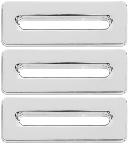 VILLFUL 3pcs Decorative Basin Sink Overflow Hole Cover Caps Rectangular Metal Overflow Drain Insert for Bathroom and Kitchen Washbasins 5.3x2x1.9cm