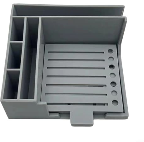NexRen Soporte de notas adhesivas ABS con plantilla, organizador de escritorio portátil, caja de almacenamiento para el hogar, escuela, oficina (gris)