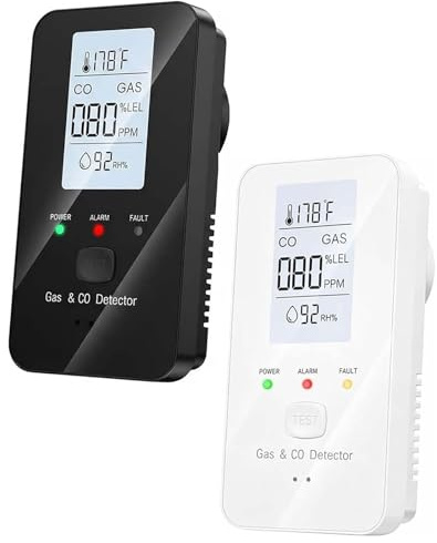 2026 New Steadfast 4-in-1 Detector with LCD HD Screen - Protect Your Home with Haven, Real-Time Display, Carbon Detector for Home, Apartment, Hotel, Camping RV black+white