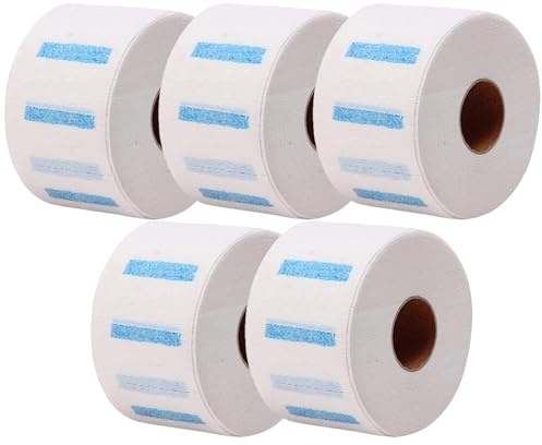 Générique Bandes de Cou Jetables en Papier Blanc 5 Rouleaux, Extensibles et Souples, Utilisation en Salon de Coiffure et pour Maquillage