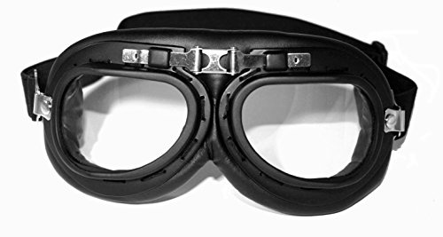 ATO 103 Schwarz Pilotenbrille für Oldtimer Motorradbrille Retro Brille