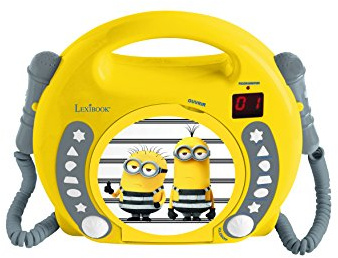 Lexibook, Los Minions Reproductor CD, RCDK100DES | 2 micrófonos, jack auriculares, funciona con pilas