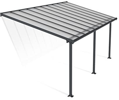 Canopia by Palram Terrassenüberdachung Alu Olympia 3X6.10 Polycarbonat Hohlkammerplatten Pergola 619 x 295 cm Grau zur Überdachung ihrer Terrasse