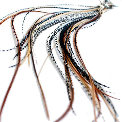 10 Extensiones de cabello de plumas reales super largas 33-38+ cm
