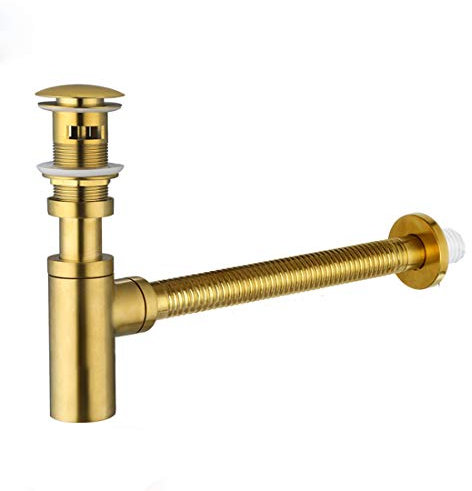 Design Siphon Geruchverschluß Gebürstete Goldwand Abtropfen Lassen Wasserleitung Kupfer Wasserreiniger Deodorant Wandablaufrohrreihe