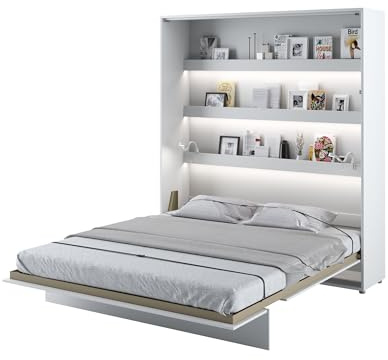 Mirjan24 Schrankbett Bed Concept, Wandklappbett inkl. Lattenrost, V-Bett, Bettschrank, Schrank mit integriertem Klappbett Funktionsbett BC-13 (180 x 200 cm - Vertikal, Weiß)