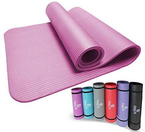 Enjoy Fit Gymnastikmatten mit Gurte Eine Vielzahl von Farben und Spezifikationen Keine Phthalate Yogamatten Einseitige rutschfest leicht zu reinigen (Rosa, 183 * 61 * 0.8)