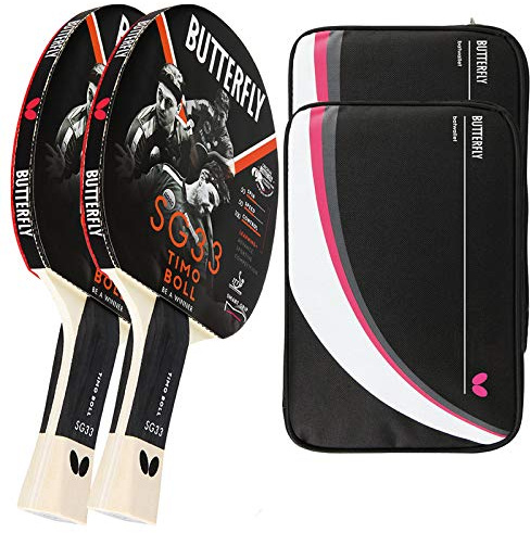Butterfly® Timo Boll SG33 Tischtennisschläger | Tischtennis Racket Hobby & Freizeit | ambitionierter Freizeitspieler | hochwertig | ITTF zertifizierter Addoy Belag | konkave Griffform mit smart.Grip
