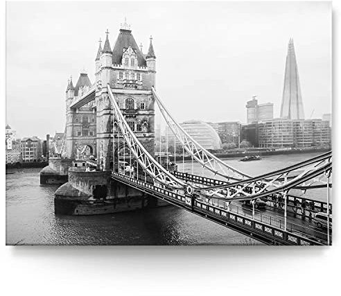 BilderKing Wandbild London Tower Bridge s/w - 200cm x 150cm Leinwand auf 4cm Keilrahmen
