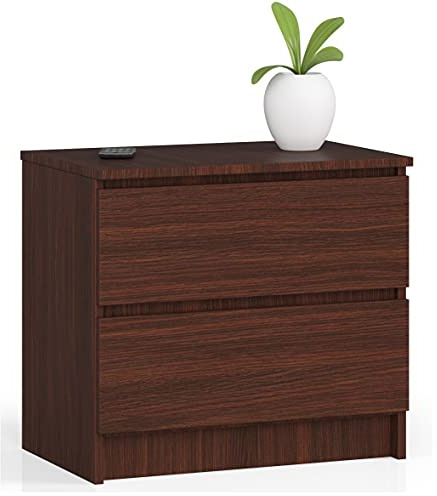 AKORD Kommode K60 mit 2 Schubladen | für das Wohnzimmer Schlafzimmer Schrank Büro Arbeitszimmer | Modernes Funktionales Design | B60 x H55 x T40 cm, Gewicht 20kg | Wenge