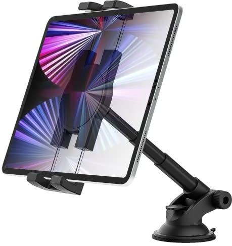 Oilcan KFZ Armaturenbrett Tablet Halterung, Tablet & Handy Autohalterung Saugnapf mit Teleskop Langarm [Super Stabil] für iPad Pro Air Mini, Samsung Tab, iPhone 14 Pro Max usw (4-12.9)
