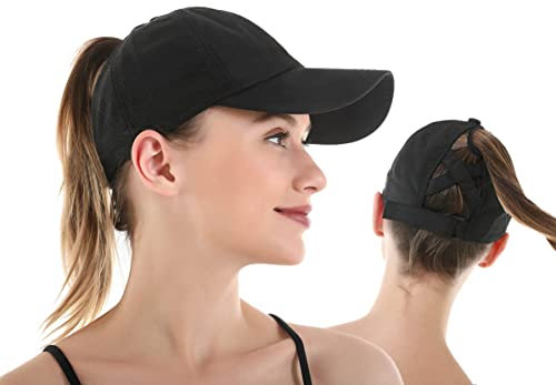 Damen Mädchen Pferdeschwanz Baseballkappe Sonnenschutz Laufkappe Schnell Trocknende Sonnenblende Hut Tennis Golf Basecap Hut Einstellbar Ponytail Baseballmütze UV Sonnenhut Schirmmütze Sommermütze