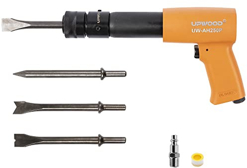 UW-AH250P Drucklufthammersatz mit Schnellwechselhalter und 4 Meißeln, 3-0,6 Zoll Hub, 2200 BPM, geringes Gewicht (AH250P - Long Barre)