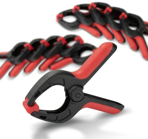 POWERTEC Spring Clamps Set - 10 Pack Mini Plastic Clips with 1-Inch Opening and Pivoting Jaw Pad, Ideal for Pool Cover, Tarp, Craft, Ballon Slips and Woodworking (71018V)
