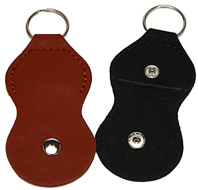 Gitarren Plektrum Halter Kasten - Leder Schlüssel Anhänger Plektrum Schlüssel Anhänger (2Er Pack - Schwarz,)