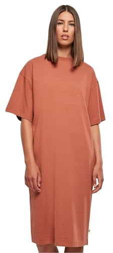 Urban Classics Damklänning, ekologisk bomull, överdimensionerad t-shirtklänning, damer organic lång överdimensionerad t-klänning finns i 2 färger, storlekar XS – 5XL, Terrakotta, 5XL