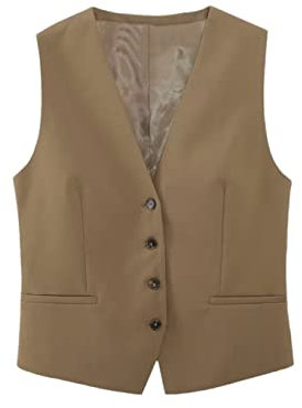 Damen Einreihig Langarm Anzug Jacke + Weites Bein Hose Zweiteiliger Frühling Arbeitsanzug, Weste, Medium