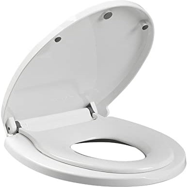 Flipped Warmth WC Sitz Family PP Familien Toilettendeckel mit magnetischem Kindersitz, 2 in 1 Familien Toilettensitz langsam absenkend mit Fallbremse, Klobrille für Erwachsene und Kinder,Round