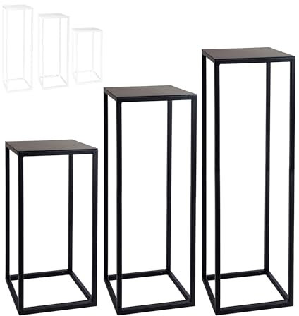 1x Natural Goods Berlin supporto per piante RECHTECK, sgabello per fiori in metallo angolare, per interni ed esterni, resistente alle intemperie, balcone, terrazza, giardino, appartamento (Nero, 50cm)