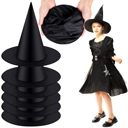 ZXYue Hexenhut,6 StückeHexenhut Schwarz Halloween Party Hüte Kostüm Zubehör HalloweenHexenhut Schwarz Hexenhut Deko Halloween Zauberer Hut für Erwachsene Kinder Cosplay Hexen Kostüm Zubehör