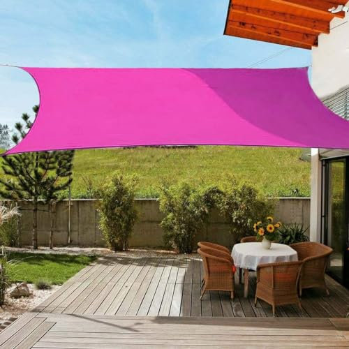 Sun Shade Sail, 3m x 4m Rectangle Sunscreen Awning Canopy, 95% UV Block, Garden Beach Outdoor Patio Garage Party with Ropes (Pink)