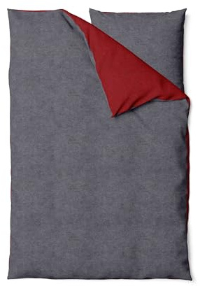 Traumschloss Melange Flanell Wendebettwäsche 135x200 / 80x80 rot