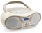 Mooov 477403 - Reproductor de CD portátil, Lector CD Audio CD-R/CD-RW/CD-MP3, Radio FM, Puerto USB, Sonido estéreo de 6W, asa ergonómica, Funciona con Corriente o con Pilas, Soft Grey