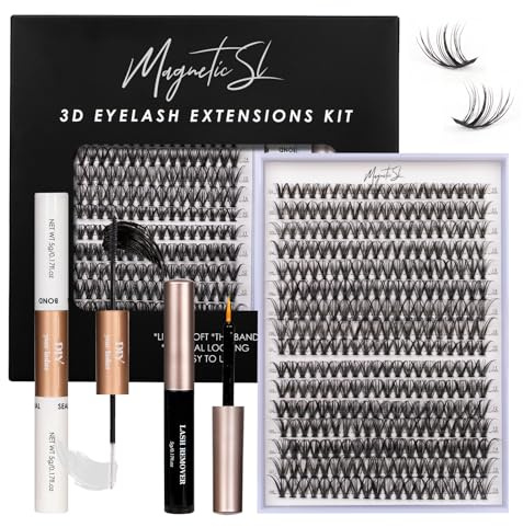 DIY Lash Extension Kit 320PCS Cluster Lashes C/D Curl Lash Clusters with Lash Bond and Seal, Lash Applicator and Remover DIY at Home for 10-16mm Individual Eyelash Extension Kit-（30D+40D-0.07D-KIT）