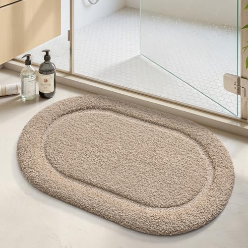 Color&Geometry Beige Alfombra Baño 50x80 cm, Alfombrilla Baño Antideslizante, Alfombras Ducha Microfibra Suave, Alfombrillas Lavable, Súper Absorbente Alfombrilla Baño para Suelo Baño Ducha Lavabo