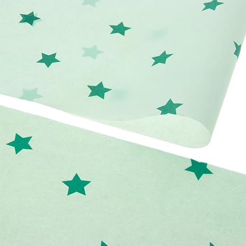 Seidenpapier 35x50cm Stars 200 Blatt - Seidenpapier Grün - Tissue Paper - Verpackungsmaterial - Seidenpapier zum verpacken - Geschenkpapier decoupage