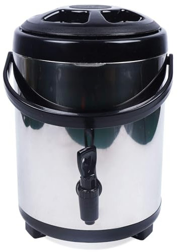 ZMIN Dispensador de bebidas aislado de acero inoxidable Agua fría y caliente Termo Enfriador Café Leche Té Urna Barril Botellas Latas con grifo, trípode y asa de transporte,A,6L