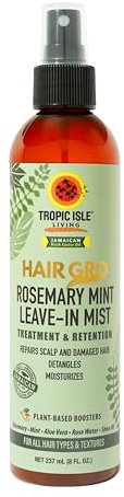 Hair Gro Romero Mint Leave-In Mist 8oz/ 8.0 fl oz - Desenreda e hidrata, repara el cuero cabelludo y el cabello dañado con fórmula infundida de menta de romero