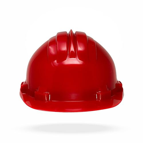 TAMS® Bauhelm EN 397 Sicherheitshelm Schutzhelm Bauarbeiterhelm Helm 54-61 cm Blau, Gelb, Grün, Grau, Rot, Weiß, Orange (Rot)