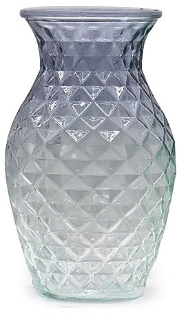 OFFIDIX Glasvase, taillierte Blumenvase, Gittervase, moderner Stil, Glas-Blumenvase für Zuhause, Wohnzimmer, Tischdekoration (grau, klar)