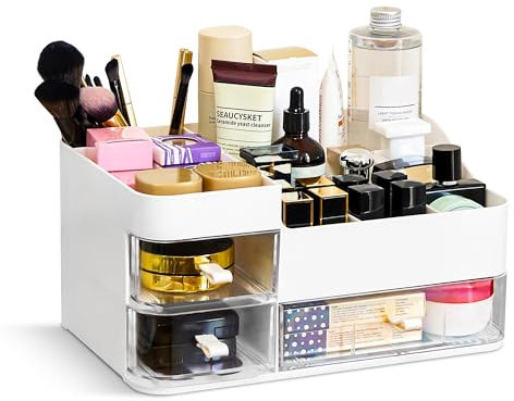 Hawthyhome Make Up Kosmetik Organizer mit Schubladen, Kosmetik Aufbewahrungsbox Skin Care Organizer für Dresser, Kommode, Badezimmer, Schlafzimmer, Büro