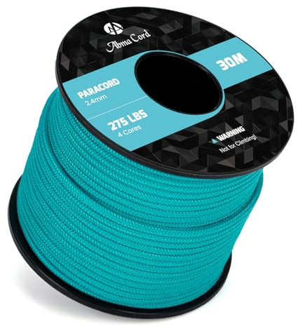 Abma Cord Paracord 275 Nylon Seil 2,4mm 30m Schnur mit 4 Kern | Max 125kg (275lbs), Basteln, Camping, Survival