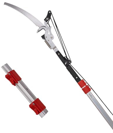 LINZI Telescopic High Reach Tree Pruner 2.93m Square Profile with Safe Lock-Step Mechanism Aluminum Alloy Lightweight Extendable Pole | 35mm Cutting | Extra Pruning Saw | Cutting Trimming Branches