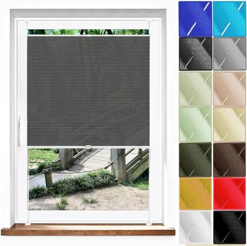 Plissee Plisseerollo Klemmfix Ohne Bohren 36 x 90 cm, Sonnenschutz Easyfix Lichtdurchlässig, Jalousie Sonnenschutz Easyfix, Plisseerollo Rollo Jalousie, für Fenster & Tür, Grau