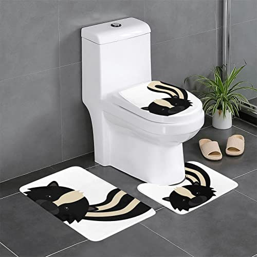 FLYIFE Badematten-Set, 3-teilig, Flanell, rutschfest, wasserabsorbierend, mit U-förmiger WC-Vorleger und WC-Deckelbezug