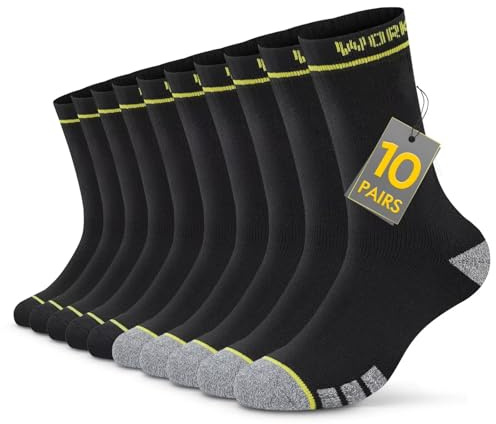TUUHAW Calzini Uomo Invernali Neri Calze da Lavoro Lunghi Calzini Spugna Uomo Cotone Calze Running Trekking Tennis Sportivi 10 Paia Work Socks 43-46 Comodo e Traspirante