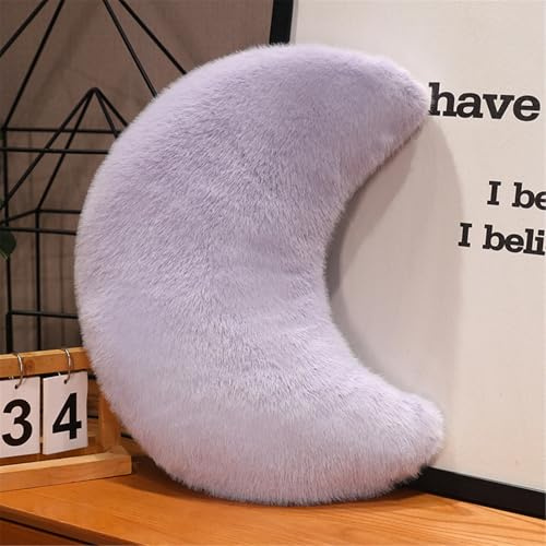 Ueiwffzo Kissen Plüschkissen Kissen Kinderzimmer Stern Mond Herz Dekokissen Stern Wurfkissen Schlafkissen Gefülltes Kissen für Heimdekoration (Lila Mond,20cm)