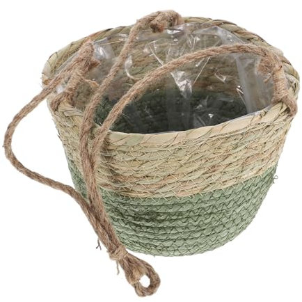 CIYODO Panier Tissé Suspendu Petit Support pour Plantes Pot De Fleurs Décoratif en Paille Décoration Murale