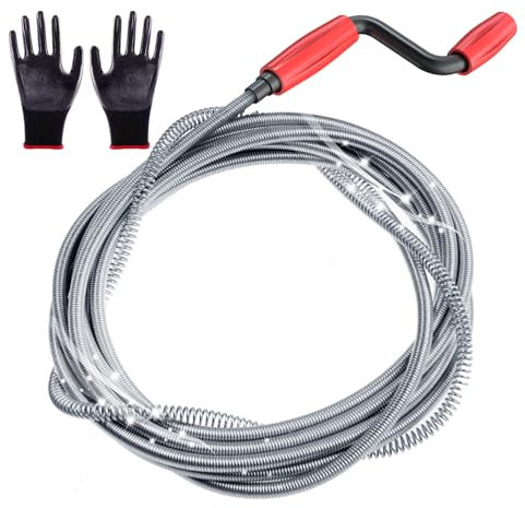 Spirale per la pulizia dei tubi, Ø 6 mm x 5 m, a spirale, per lo scarico dei tubi, per la pulizia dei tubi, a spirale, intasamento