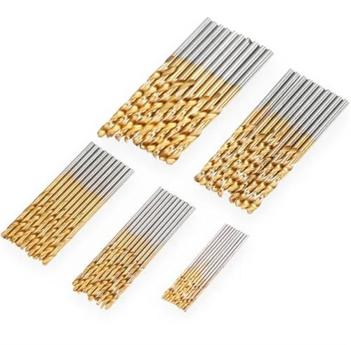 Dunxiles 50-Teiliges HSS-Bohrerset mit Titanbeschichtung, 1/1,5/2/2,5/3 mm Spiralbohrer für Holz, Aluminium, Kunststoff (50-Teilig), Praktisch