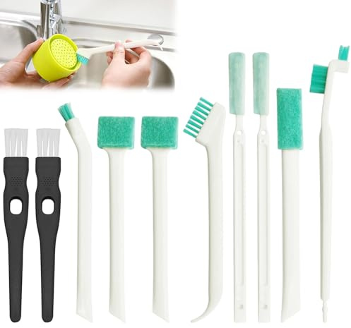 10 Stück Flaschenbürste Schwamm, Reinigungsbürste Klein,Reinigungsbürsten Set,Kleine Bürste Reinigung Flasche mit Schwamm,Fensterrillen Cleaning Brush, Reinigungsbürsten für Küche,Badezimmer