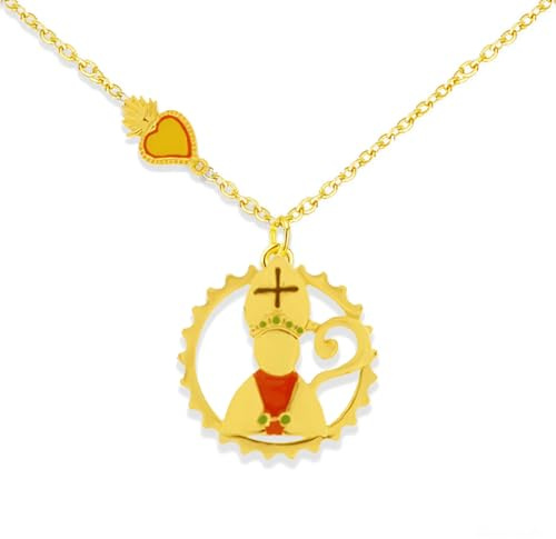 Bramart - Collana Donna San Gennaro - Ciondolo Duomo Napoli - Finitura Oro 18k - Adatta per Pelle Sensibile - Tradizionale Napoletano - Giallo, Unica, Finitura in Oro 18k