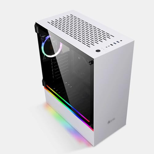 Caja For Juegos De Torre Media E-ATX/ATX/MicroATX/ITX, Soporte Vertical For GPU, Caja For Juegos De Escritorio, Panel De Vidrio Templado, Modo RGB