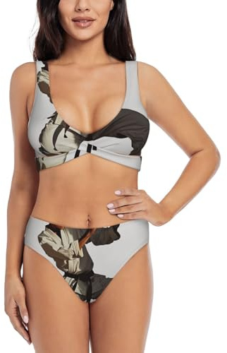 Karate Men Printed Bikini Set for Women Cute Two Piece Swimsuit Sets,Medium Black